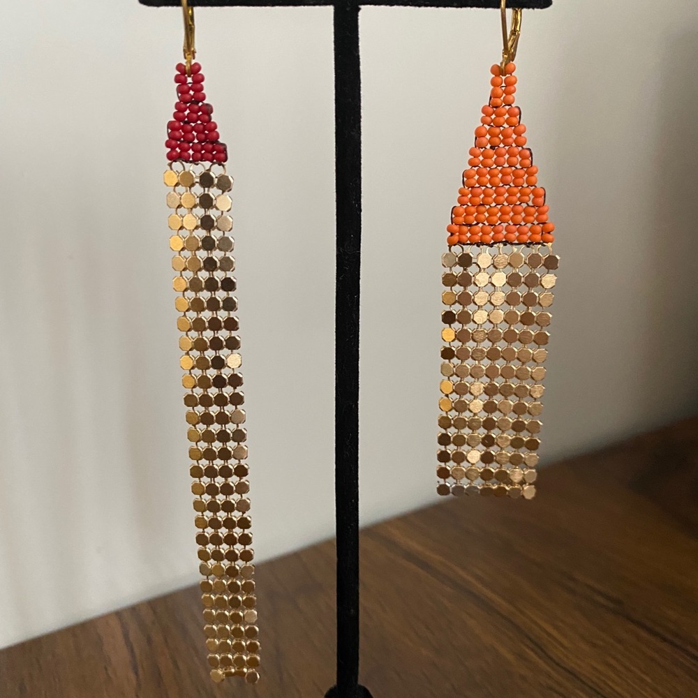 2 pair ; Long and short Dangle Golden Earr… - Picture 1 of 4